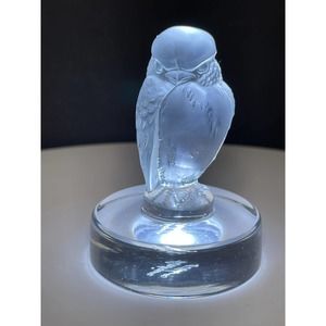 Lalique Frosted Glass Bird of Prey Clear Base made in France Signed